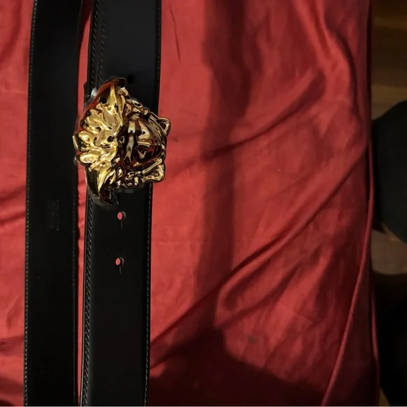 Versace Black Belt with Gold Medusa Buckle - Picture 3 of 5